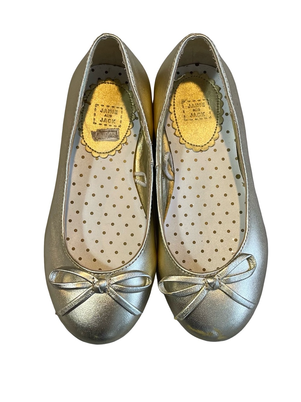 Janie and Jack Classics Gold Ballet Flats with Bow 10